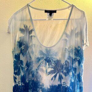 BCBG Maxazria Sheer Swim Coverup - Tropical Print XS/S